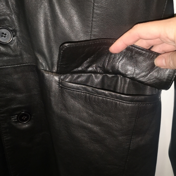 Men's 3/4 black leather coat size Medium - Picture 16 of 16